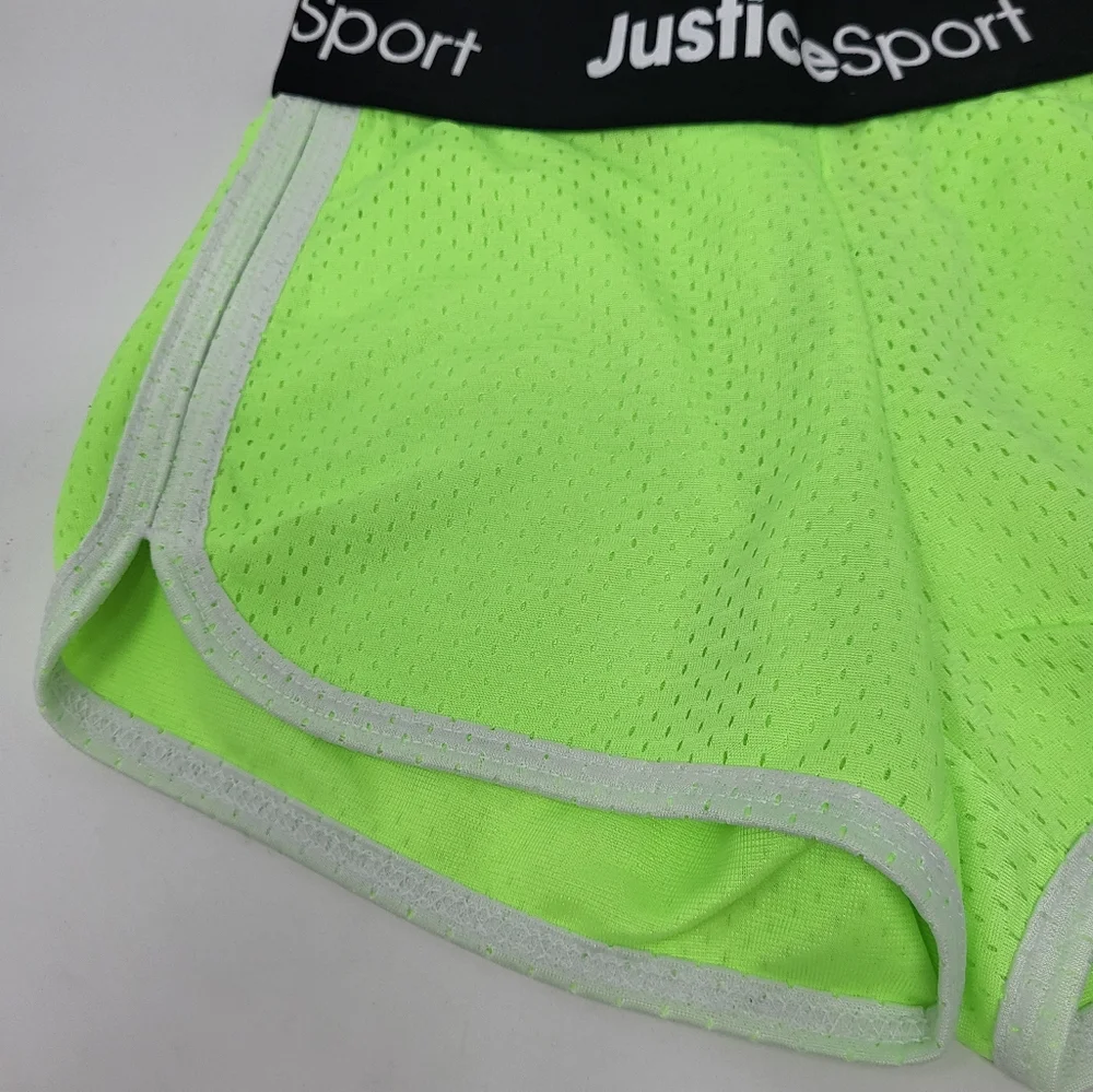 Justice Girls XS 4/5‎ Dolphin Mesh Activewear Shorts New Neon Green